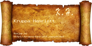 Kruppa Henriett névjegykártya